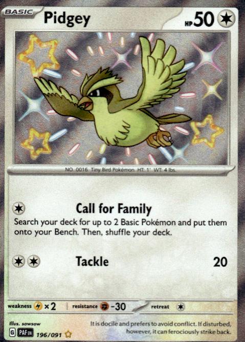 Pidgey - Paldean Fates (Shiny Rare) [PAF-196] English / Near Mint / Normal