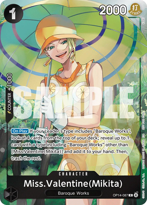 Miss.Valentine(Mikita) - The Azure Sea's Seven (R) [OP14-87] English / Near Mint / Normal