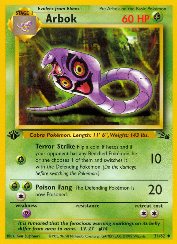 Arbok - Fossil (Uncommon) [FO-31] English / Near Mint / 1st Edition