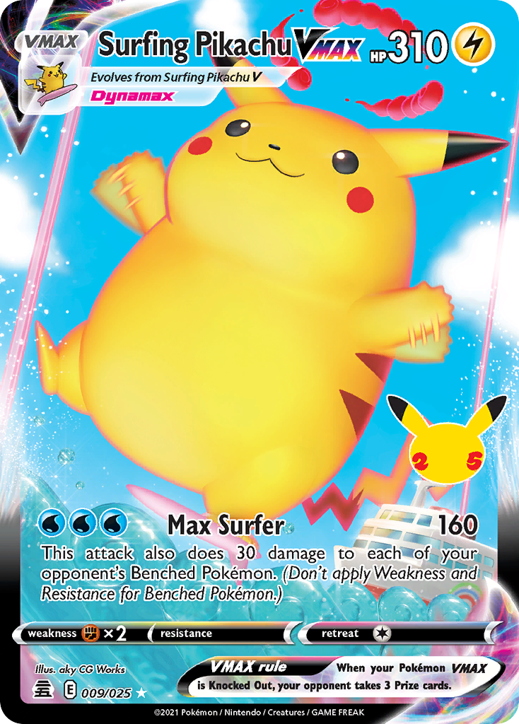 Surfing Pikachu VMAX - Celebrations (Rare Holo VMAX) [CEL-9] English / Near Mint / Normal