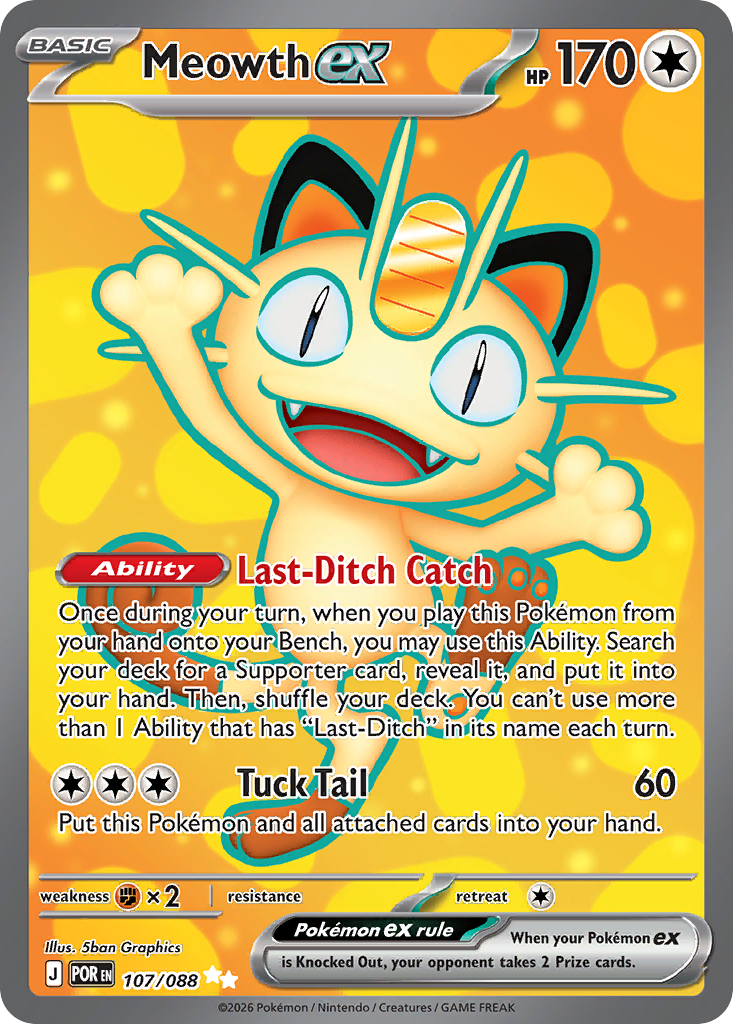 Meowth ex - Perfect Order (Ultra Rare) [POR-107] English / Near Mint / Normal