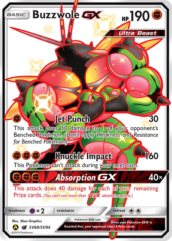 Buzzwole-GX - Hidden Fates Shiny Vault (Rare Shiny GX) [SV68] English / Near Mint / Normal