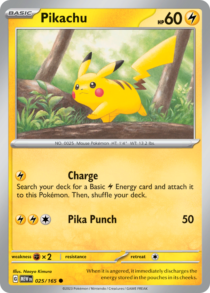 Pikachu - 151 (Common) [MEW-25] English / Near Mint / Reverse-Holo Normal