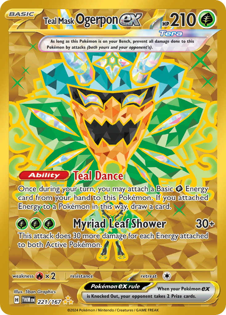 Teal Mask Ogerpon ex - Twilight Masquerade (Hyper Rare) [TWM-221] English / Near Mint / Normal