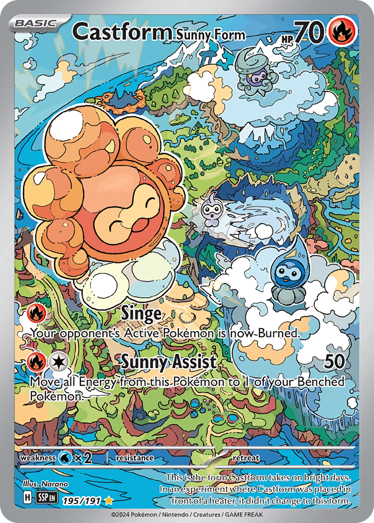 Castform Sunny Form - Surging Sparks (Illustration Rare) [SSP-195] English / Near Mint / Normal