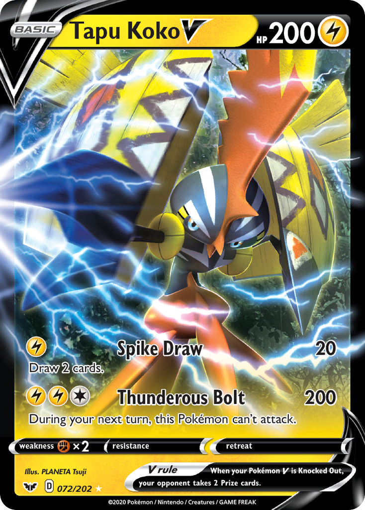 Tapu Koko V - Sword & Shield (Rare Holo V) [SSH-72] English / Near Mint / Normal