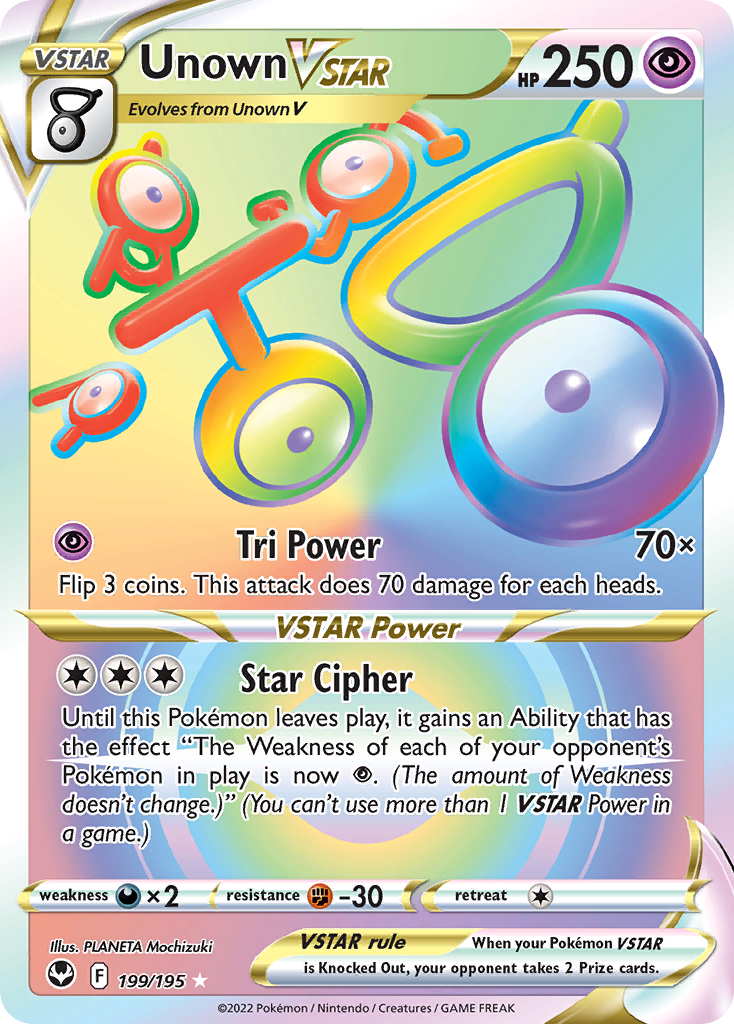 Unown VSTAR - Silver Tempest (Rare Rainbow) [SIT-199] English / Near Mint / Normal