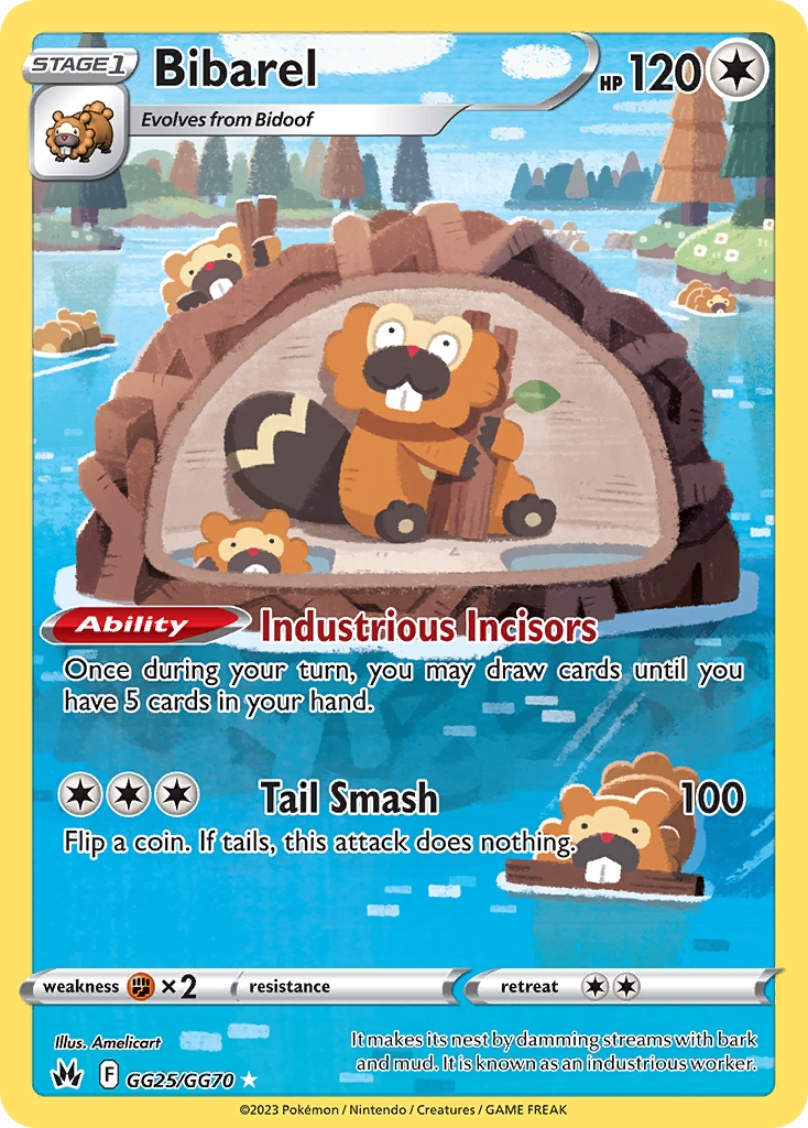 Bibarel - Crown Zenith Galarian Gallery (Trainer Gallery Rare Holo) [CRZ-GG25] English / Near Mint / Normal