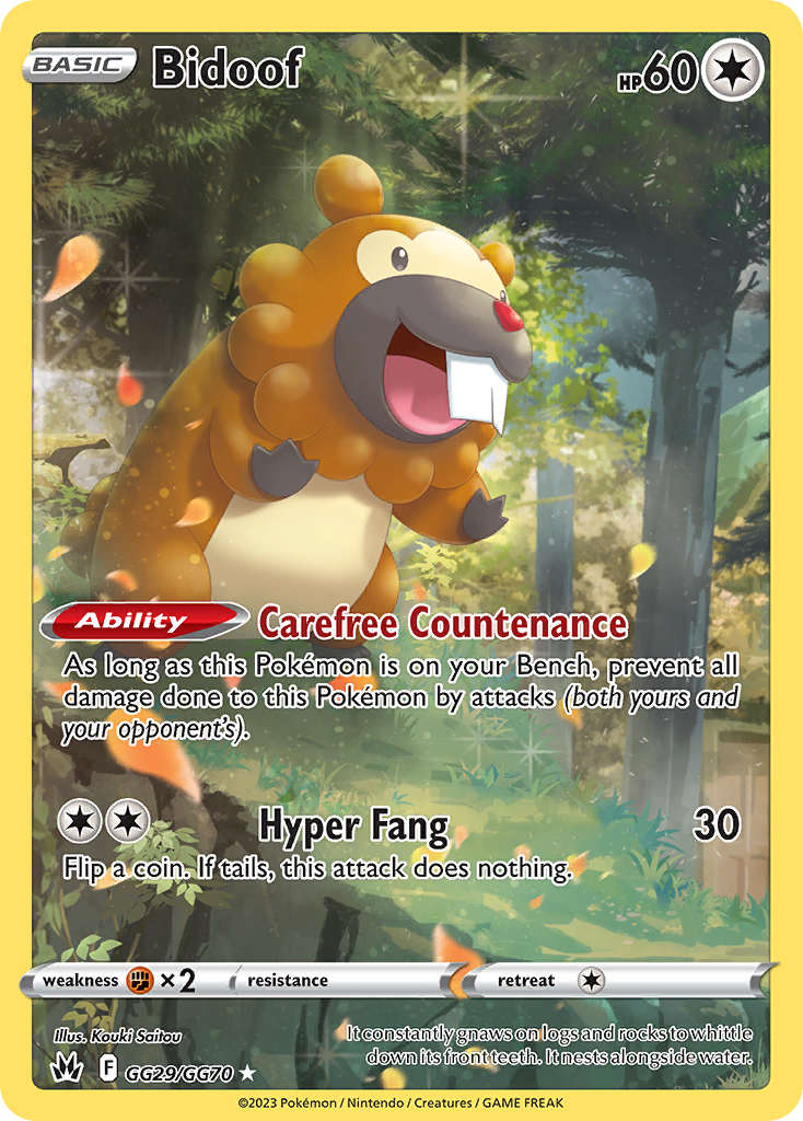 Bidoof - Crown Zenith Galarian Gallery (Trainer Gallery Rare Holo) [CRZ-GG29] English / Near Mint / Normal