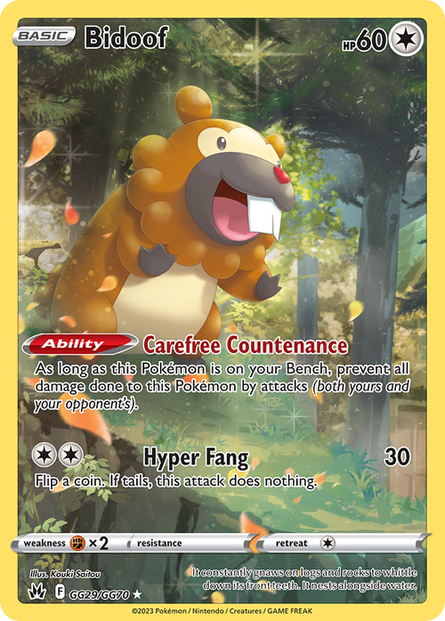 Bidoof - Crown Zenith Galarian Gallery (Trainer Gallery Rare Holo) [CRZ-GG29] English / Near Mint / Normal