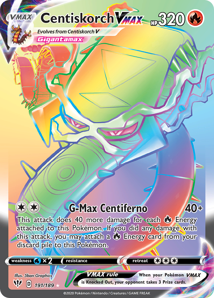 Centiskorch VMAX - Darkness Ablaze (Rare Rainbow) [DAA-191] English / Near Mint / Normal