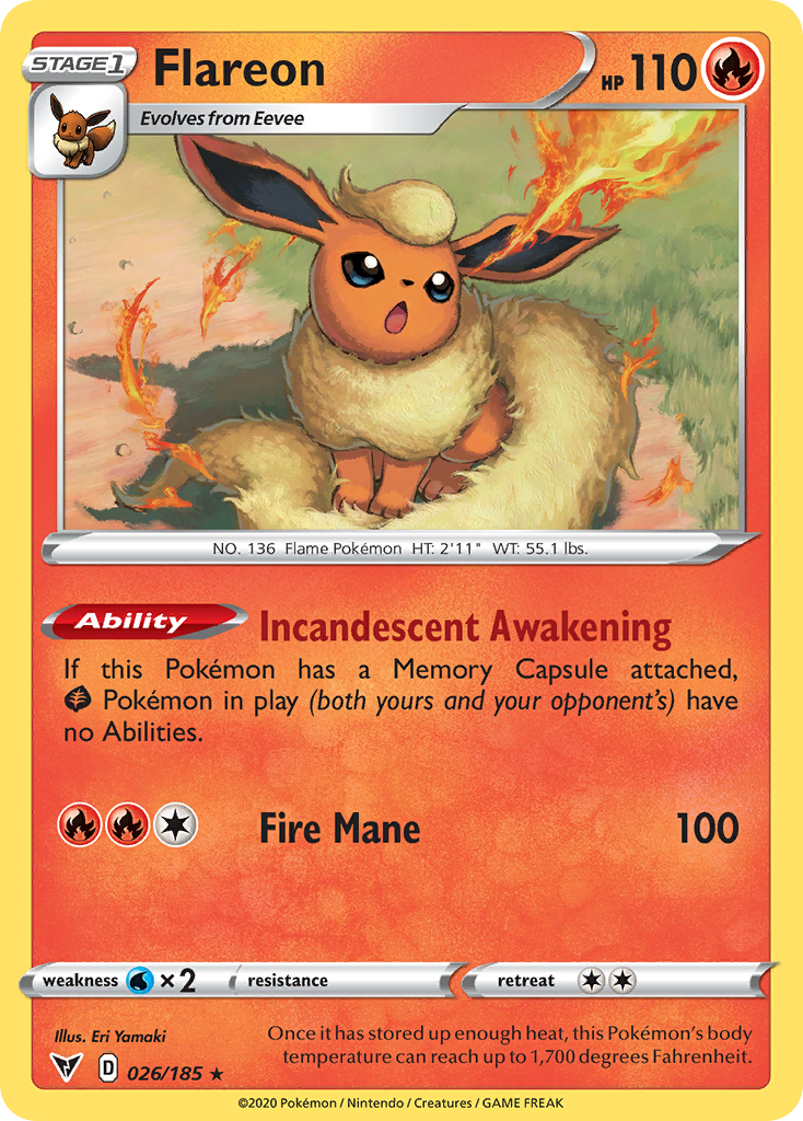 Flareon - Vivid Voltage (Rare) [VIV-26] English / Near Mint / Reverse-Holo Normal